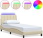 vidaXL Bedframe Hanko 90x200 cm stof crèmekleurig