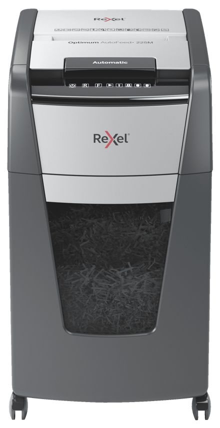 Rexel AutoFeed+ 225M Micro-cut Shredder - P-5 - 23cm - Black/Grey