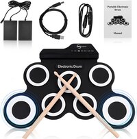 Elektronisch Kinder Drumstel - 7 Delig - Wit - Inclusief Stokken & Oordopjes