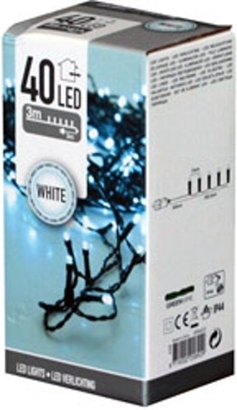 Geen merknaam Home & Styling Kerstverlichting 40 Led Wit 300 Cm Groen