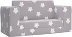 vidaXL Canapé-lit enfant 2 places avec étoiles peluche douce gris clair