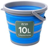 Opvouwbare Zuvo Opvouwbare siliconen emmer 10 liter, rond, blauw/grijs, voor reinigingsgereedschap, ideaal voor reizen en vissen, compact design