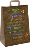 Packadi 25 x Draagtassen "Thank you" / "Dank je" Van Gekleurd Kraftpapier Met Platte Oren 26x12x35cm
