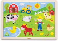 Viga Toys - Puzzle ferme - 24 pièces - Bois - Dès 12 ans