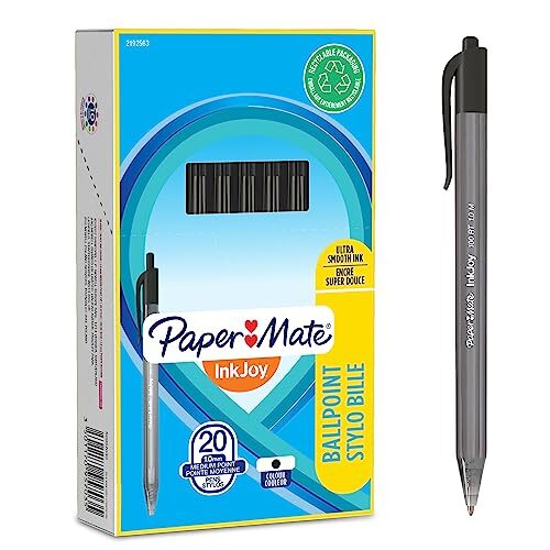 PAPER MATE PAPER MATE InkJoy 100RT Intrekbare balpen | middelste punt (1,0 mm) | zwart | 20 stuks