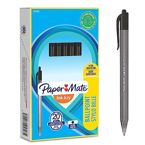 PAPER MATE InkJoy 100RT Retractable Ballpoint Pen - Medium Point (1.0mm) - Black - 20 Pack