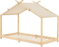 en.casa Kinderbed Brome huisbed 90x200 cm houtkleurig en beige