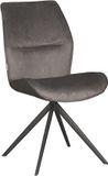 LABEL51 Comfy Eetkamerstoel - Grijs - Velvet - Zwart Metaal - Stoel - Normale eetkamerstoel