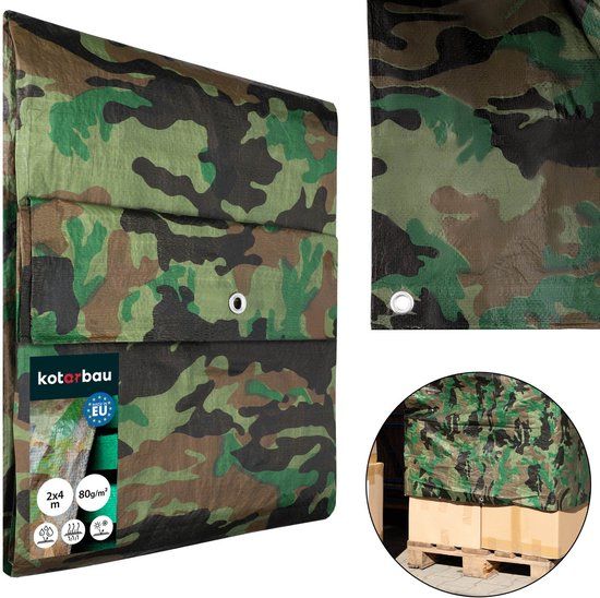KOTARBAU® Afdekzeil - Polyethyleen - 2 x 4 m - Camouflage - 90 g/m² - Waterdicht