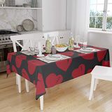 Bonamaison Tafelkleed, Anti-Mold, Sneldrogend, Waterdicht, 100% Polyester Tafellaken, rood Zwart, 140 x 160 Cm