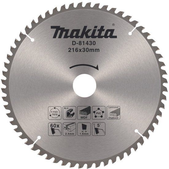 Makita CIRKELZAAGBLAD 216X30X2,4 60T 5G D-65610