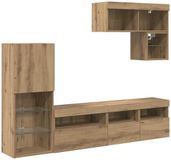 vidaXL TV Wandmeubel 6-delig Artisanaal Eiken Bewerkt Hout