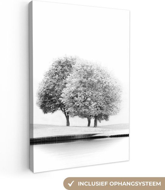 OneMillionCanvasses Canvas schilderij - Sneeuw - Wit - Bomen - Winter - 60x90 cm