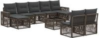 vidaXL - Tuinbank - Set - 9 zitplekken - Grijs en Donkergrijs - Polyrattan