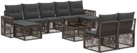 vidaXL - Banc de jardin - Ensemble - 9 places assises - Gris et Gris foncé - Polyrattan