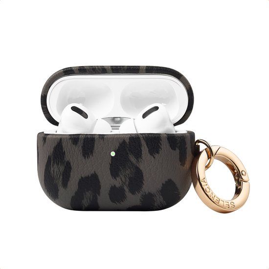 Selencia Sabi Case met panterprint - Hoesje geschikt voor AirPods Pro / Pro 2 / Pro 2 (2022) - Midnight Black