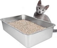 Merkloos Kattenbak van roestvrij staal, 50 x 35 x 10 cm