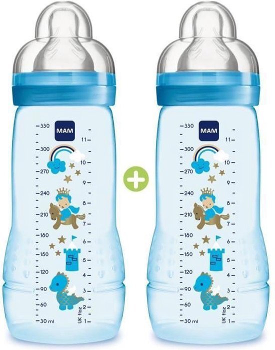 Mam babyfles 330 ml blauw 6 mnd blauw