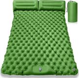 Merkloos / Sans marque Dubbele Slaapmat - Opblaasbaar Kampeermatras - Buiten Overnachten - Ingebouwde Voetpomp - 200x125cm 8cm Dik - Groen