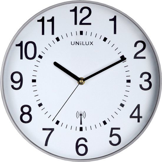 Unilux Maxi Wave Wandklok - 40 cm - Radiogestuurd - Grijs/Wit