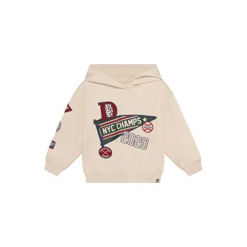 Daily 7 jongens oversized hoodie badges beige brushed sweat 104