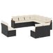 vidaXL 11-delige Loungeset met Kussens, Poly Rattan, Zwart