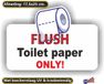 Jerma Autocollant pour WC Chasse d'eau uniquement papier toilette décalque 17x25cm
