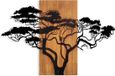 Asir - Accessoire mural décoratif en bois - Noyer & Noir - 90 x 58 cm