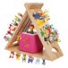 Relaxdays Tonieboxrek magnetisch voor Toniebox & Tonies, driehoek, natuur | HxBxD 34,5 x 42 x 15 cm, figurenrek