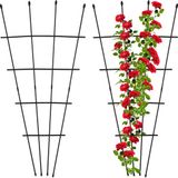 Relaxdays Plantensteun set van 2 - 122 x 59 cm - staal - kunststof - verstelbaar - trellis - zwart