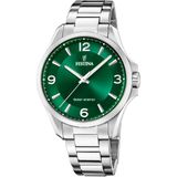 Festina Heren Solar Energie Polshorloge Staal Groen 41.5mm