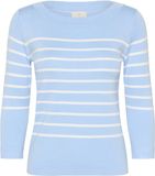 Kaffe KAlizza boatneck pullover Dames Trui - Powder Blue W. Chalk Stripe