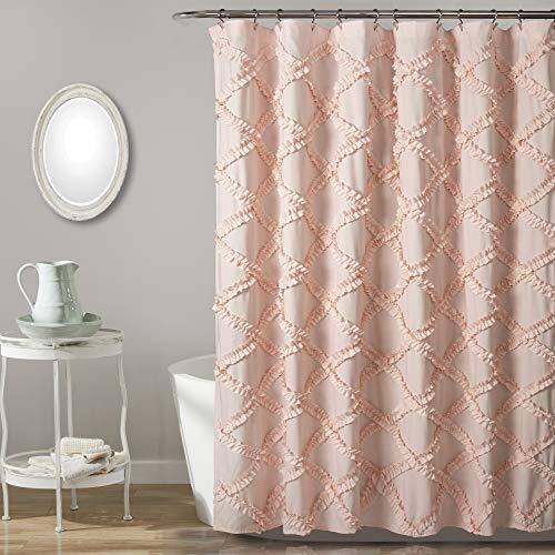 Lush Decor Ruche Diamond douchegordijn 72" x 72", Blush, x 72 inch