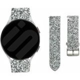 Strap-it Samsung Bracelet cuir pailleté Samsung Galaxy Watch FE (argent)
