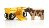 Brio World - 33406 – transportwagen vee – accessoires voor treinbaan van hout – met magnetische verbindingen – boerderijthema – speelgoed voor jongens en meisjes vanaf 3 jaar