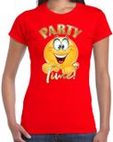 Bellatio Decorations Verkleed t-shirt voor dames - rood - party time emoji - themafeest M