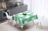 Bonamaison Tafelkleed, Anti-Mold, Sneldrogend, Waterdicht, 100% Polyester Tafellaken, Petroleum Groen, Wit, 140 x 140 Cm