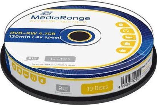 MediaRange DVD+RW - 4.7GB - 10 stuks - Cakebox