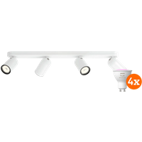 Philips Hue Philips Pongee Opbouwspot - 4 Spots - Wit + Philips Hue White and Color GU10 (4x)