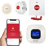 Bouton d'urgence pour personnes âgées Wi-Fi SOS pager - Montre SOS et bouton de traction - Bouton d'appel avec Wi-Fi 2.4g - Écran rétroéclairé