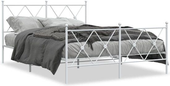 vidaXL Bedframe met hoofd- en voeteneinde metaal wit 140x200 cm