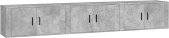 vidaXL TV-meubel, 3 stuks, betonkleur, 80x34,5x40 cm
