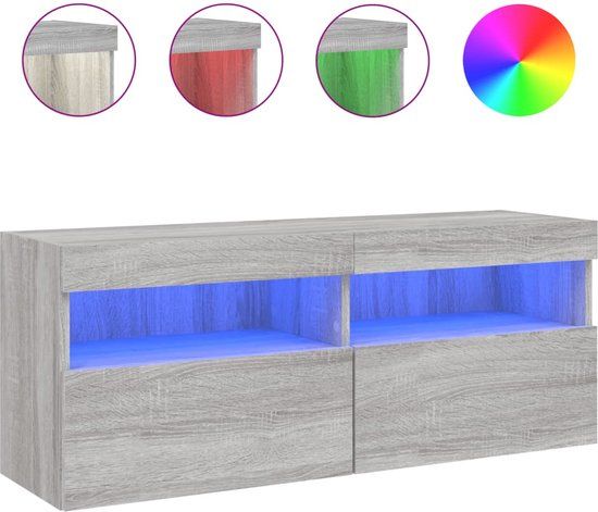 vidaXL Tv-wandmeubel met LED-verlichting 100x30x40 cm grijs sonoma