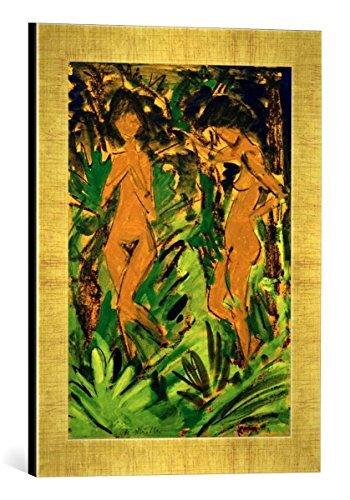kunst für alle Ingelijste afbeelding van Otto Mueller twee bestanden buiten, kunstdruk in hoogwaardige handgemaakte fotolijst, 30x40 cm, Gold Raya