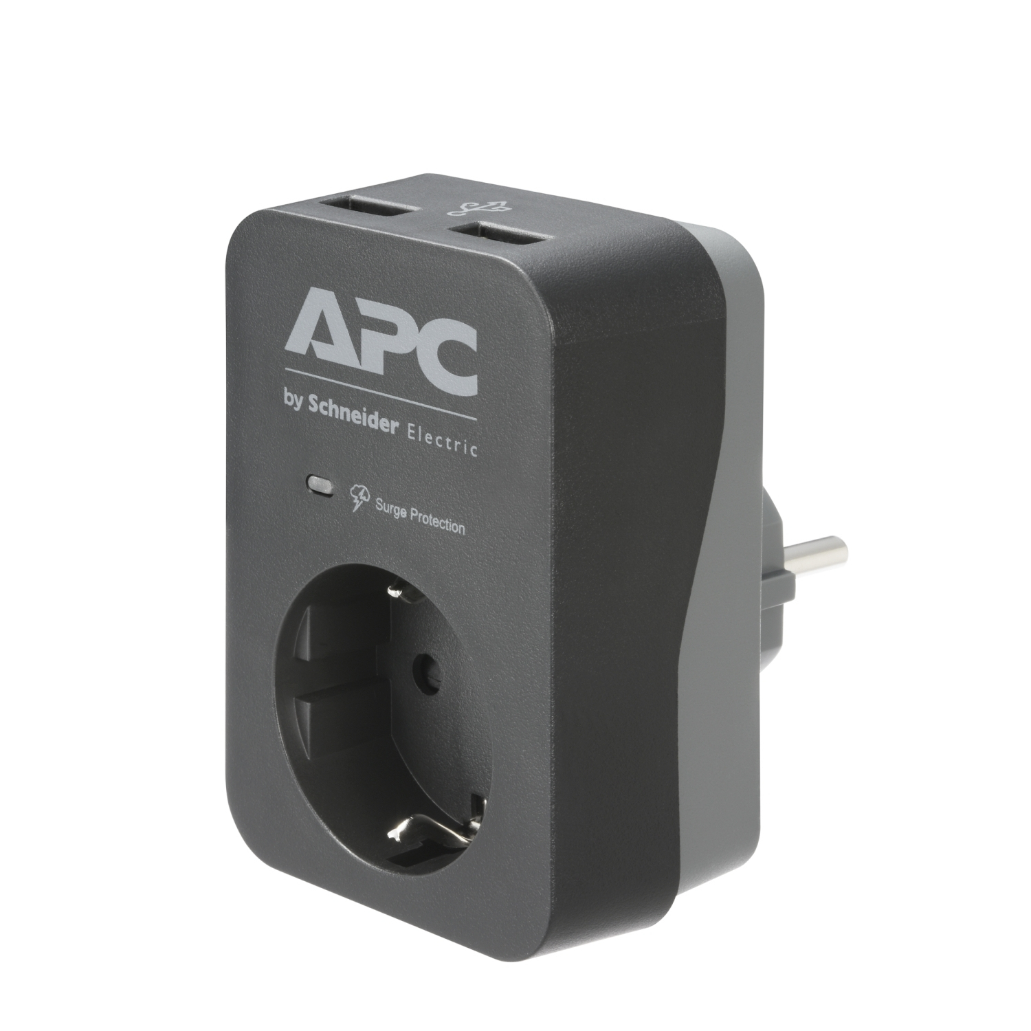 APC PME1WU2B-GR Tussenstekker met overspanningsbeveiliging 3680W 1x stopcontact + 2x USB lader