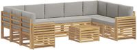 vidaXL Bankenset voor buiten, 10-delig, wit en lichtgrijs, polyester