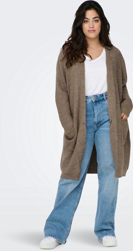 ONLY CARMAKOMA CARJADE LS CARDIGAN KNT NOOS Dames Vest - Caribou - Maat M