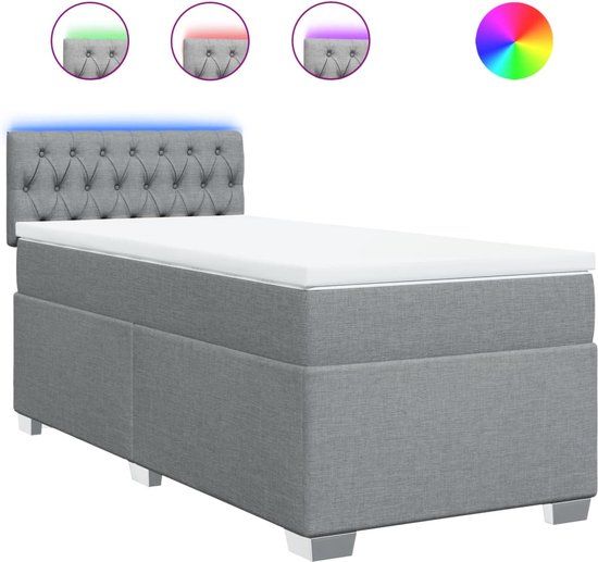 vidaXL Boxspring met matras stof lichtgrijs 100x200 cm