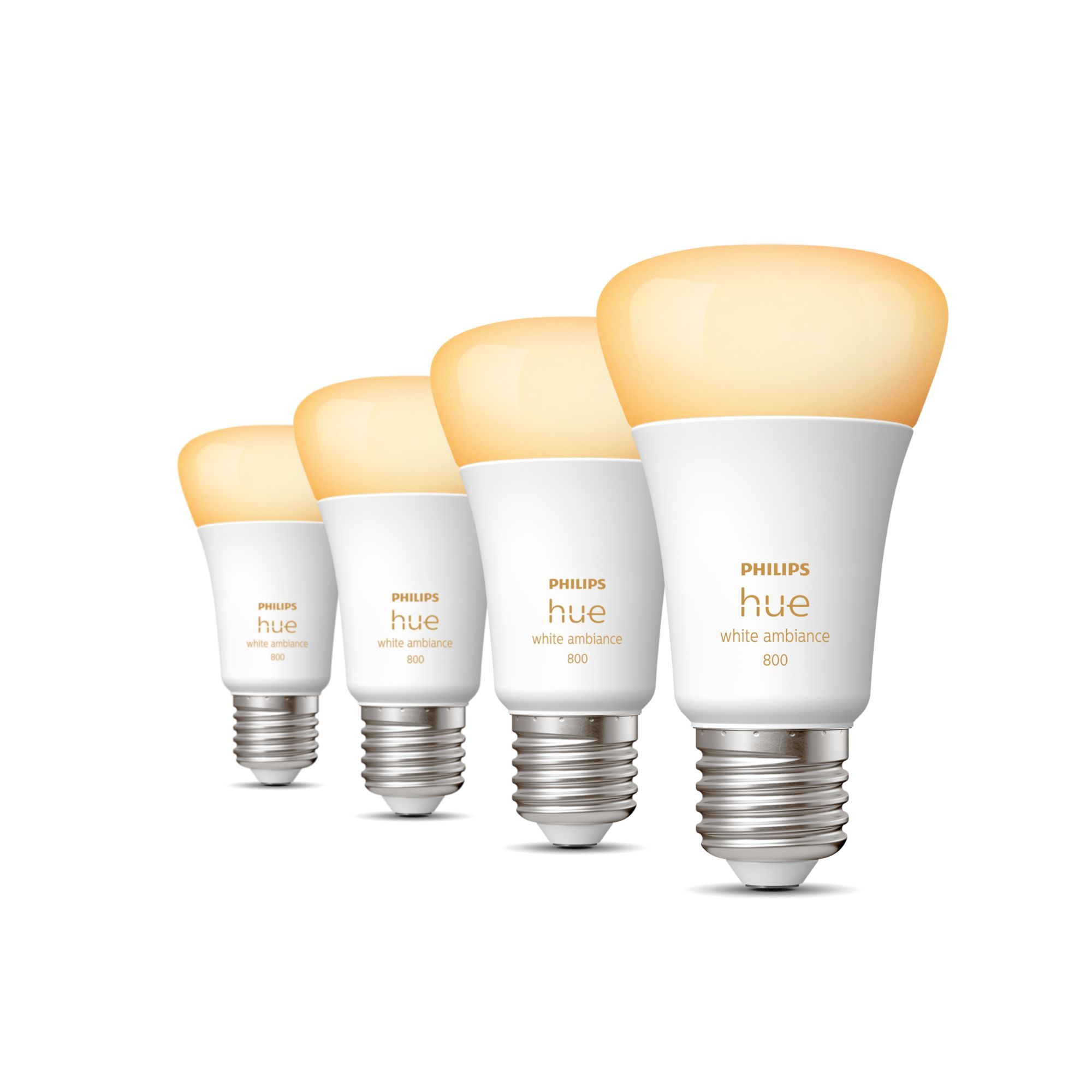Philips Hue White Ambiance E27 Smart Bulb 4-Pack - 800 Lumens