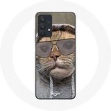 Maniacase Hoesje voor Samsung Galaxy A32 5G kat met capuchon grappige foto dieren